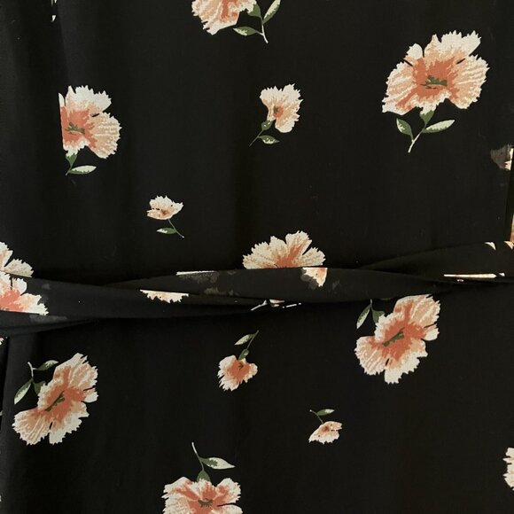 Missguided Women Black Floral Wrap Dress 14 Ruffle Boho Whimsigoth Cottagecore - Picture 7 of 9